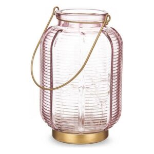 Lanterne LED rose or en verre
