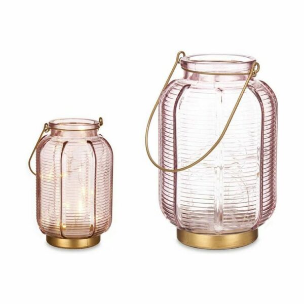 Lanterne LED rose or en verre - Image 4