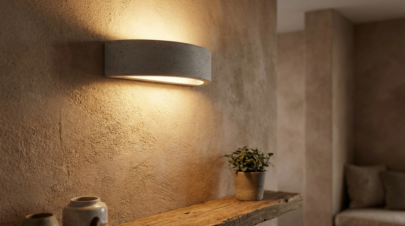 Effet lumière applique Elyra béton