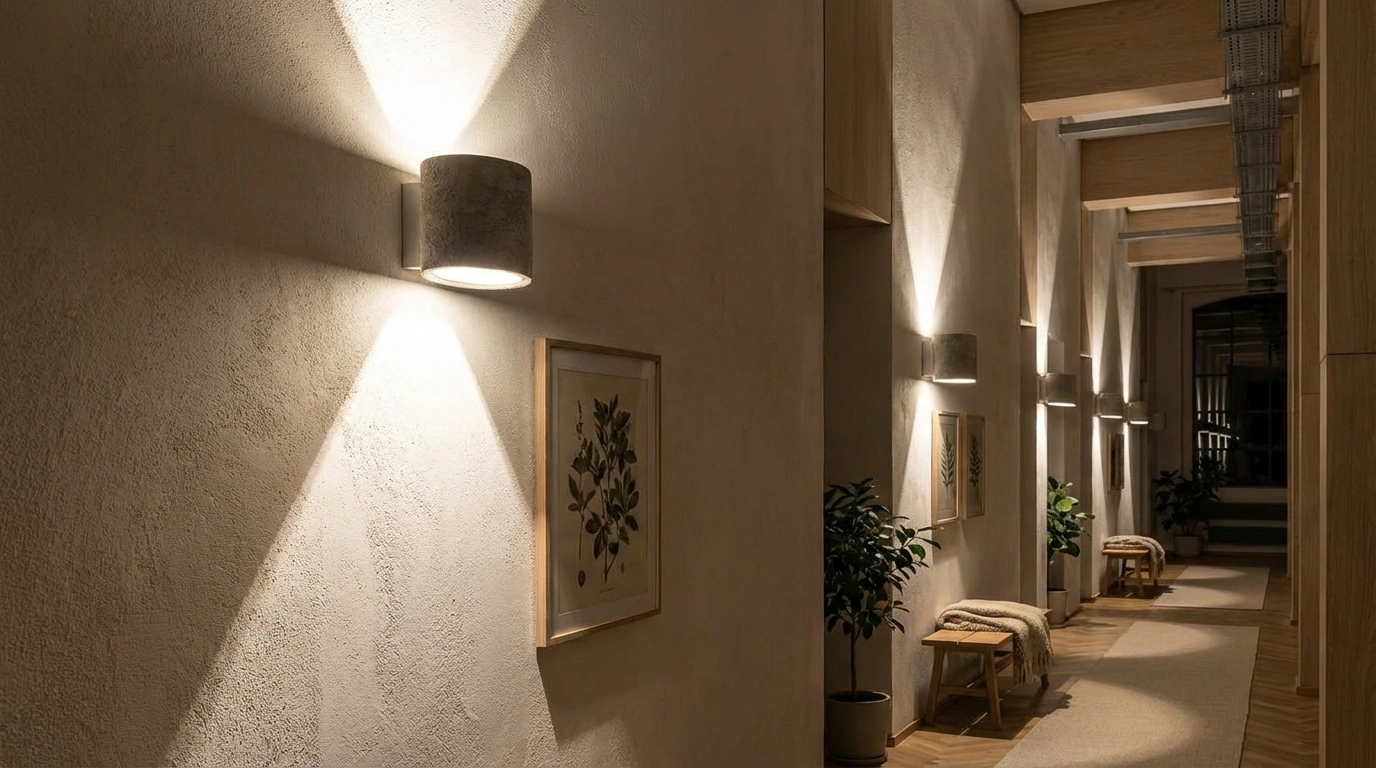 Effet lumière applique Alba béton