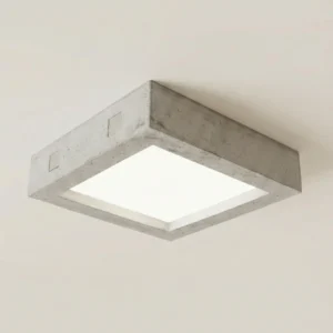 RIZA – Plafonnier Carré Béton & Verre LED