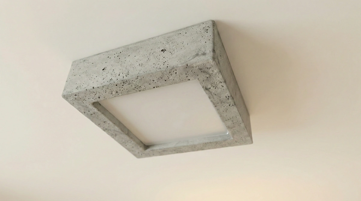 Détail plafonnier béton et verre