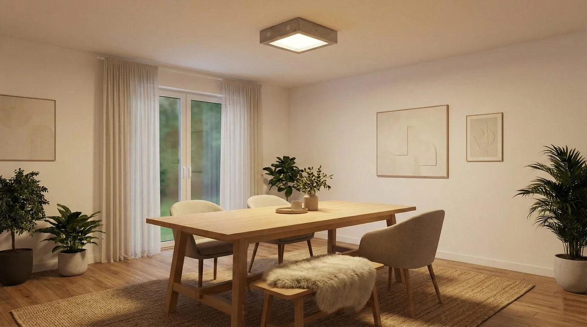 Eclairage général salon chaud