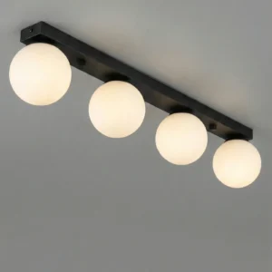 Helia – Plafonnier Barre 4 Globes (Noir)
