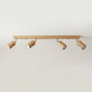 Lignum – Plafonnier 4 Spots en Bois Naturel