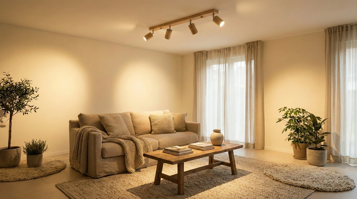 Effet lumière spots orientables bois