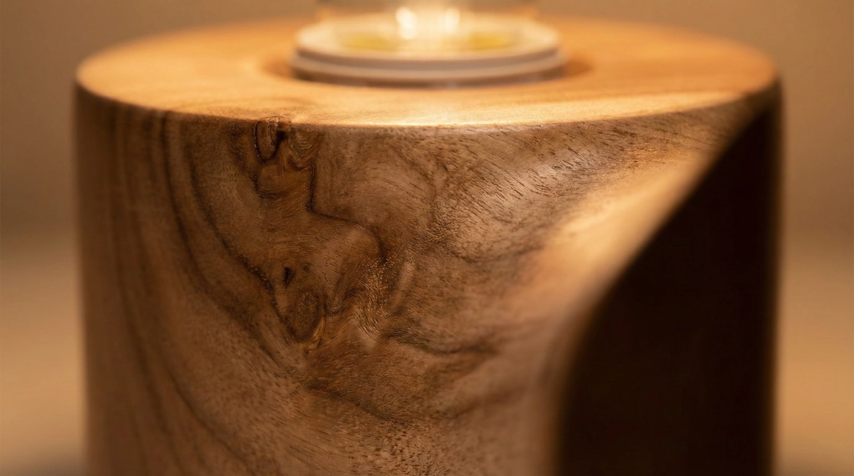 Texture bois naturel lampe cube Salgado