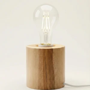 LIGNI – Lampe de Table Cube en Bois Naturel