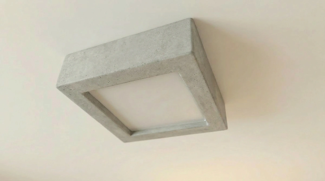 Détail plafonnier béton et verre
