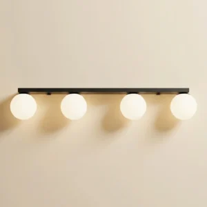 Helia – Plafonnier Barre 4 Globes (Noir)