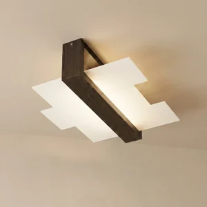 Umbra – Plafonnier Carré en Bois Wengé & Verre