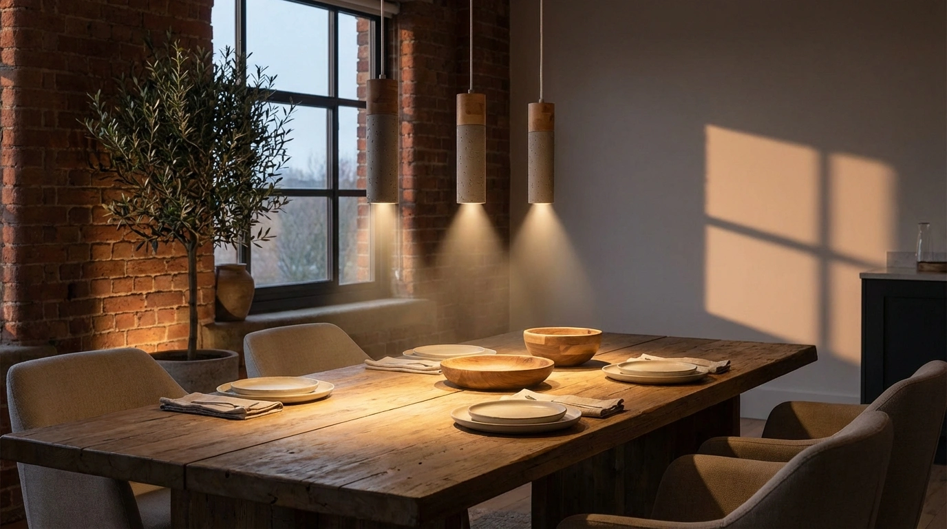 Eclairage îlot cuisine suspension 3 spots